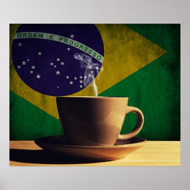 Poster Café com bandeira brasileira (Frente)