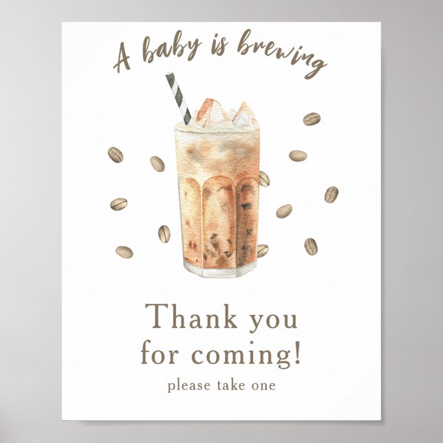 Poster Café com gelo chá de bebê Obrigado por vir (Frente)