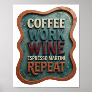 POSTER CAFÉ COM LARANJA TRABALHO VINHO ESPRESSO MARTINI R