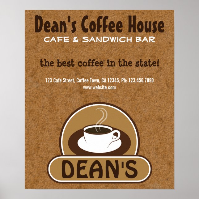 Poster Café Compro Beige Brown Café Café Personalizado Da (Frente)