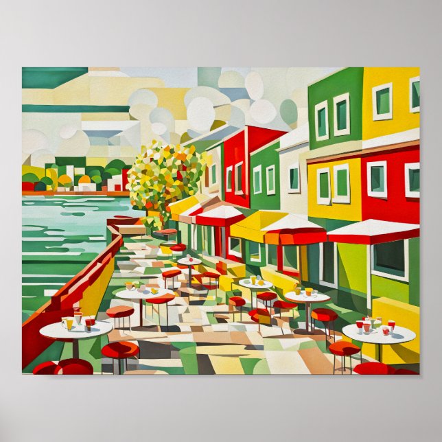 Poster Café Cubista por Waterfront (Frente)