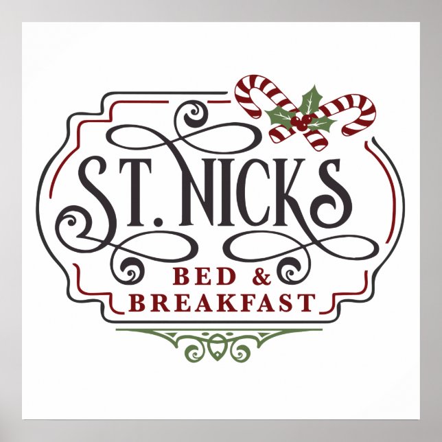 Poster Café da cama do santo Nick no Natal (Frente)