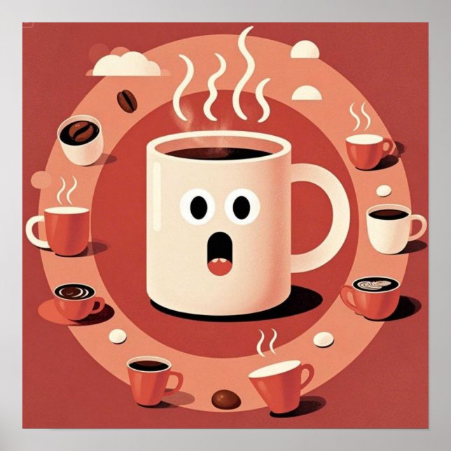 Poster Café da Cartoon Cachorro Engraçado (Frente)