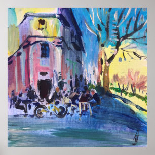 Poster Café da cidade de pintura moderna