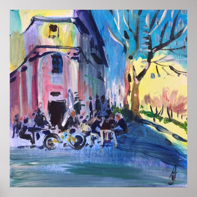 Poster Café da cidade de pintura moderna (Frente)