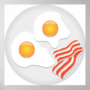 Poster Café da Manhã com Ovos Fritos e Bacon