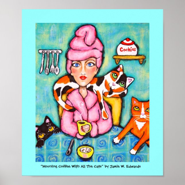Pôster Café Da Manhã Com Todos Os Gatos (Frente)