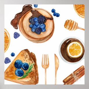 Poster Café da Manhã de Bela Bela Cozinha de Pancakes Mod