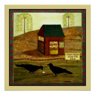 Pôster Café da Manhã do Folk Art Bandit Primitivo