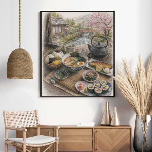 Poster Café da Manhã Japonês Tradicional ao lado de um Ja (Criador carregado)