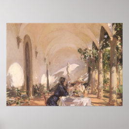 Pôster Café da manhã na Loggia por John Singer Sargent