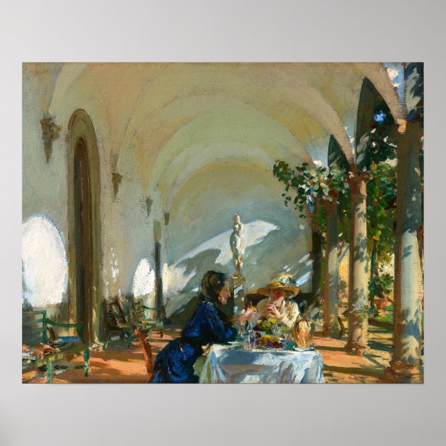 Poster Café da manhã na Loggia, Sargent 1910 (Frente)
