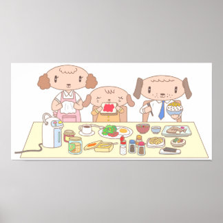 Poster Café da manhã para a família de cães.