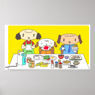 Poster Café da manhã para a família de cães.