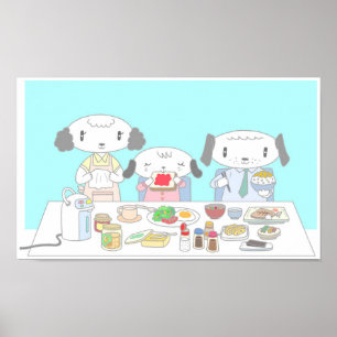 Poster Café da manhã para a família de cães.