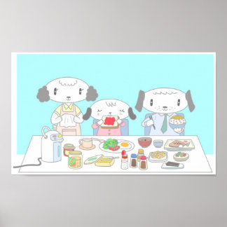 Poster Café da manhã para a família de cães.