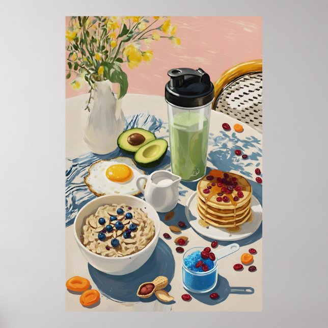 Poster Café da Manhã Saudável academia Comida Cozinha Pan (Frente)