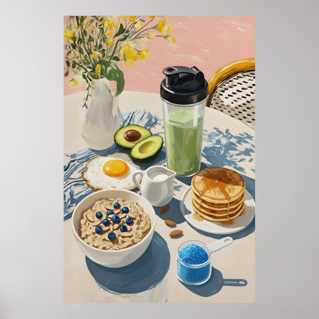 Poster Café da Manhã Saudável ginásio Comida Cozinha Panq (Frente)