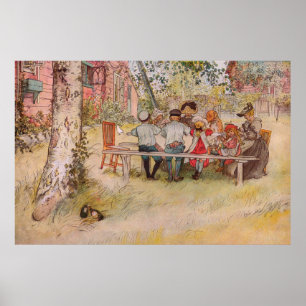 Pôster Café da manhã sob o Big Birch de Carl Larsson