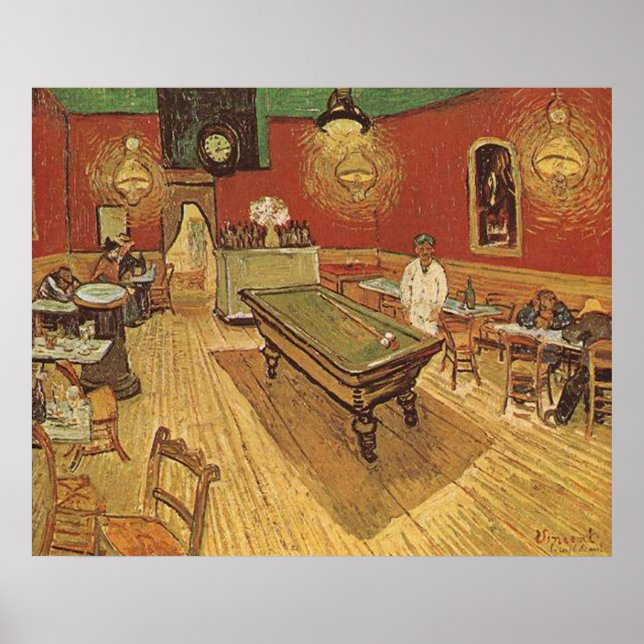 Poster Café da noite por Vincent van Gogh (Frente)