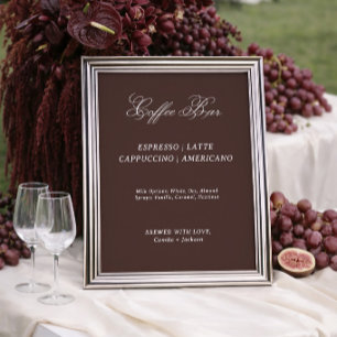 Poster Café de Casamento Marrom Moderno