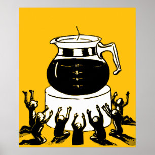 Poster Café De Culto Retroativo, Café Culto Engraçado