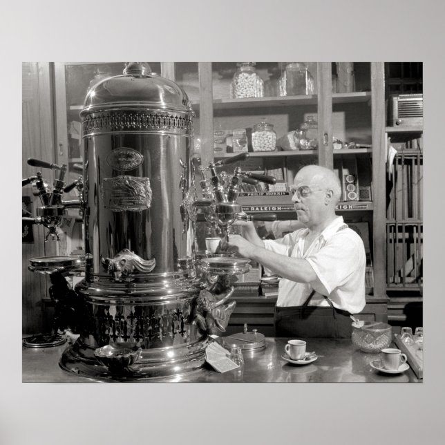 Pôster Café de Espresso, 1942. Foto Antiga (Frente)