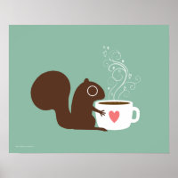 Café de esquilo bonito | Whimsic Animal Art