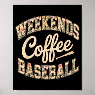 Poster Café de finais de semana beisebol fofo retrô vida