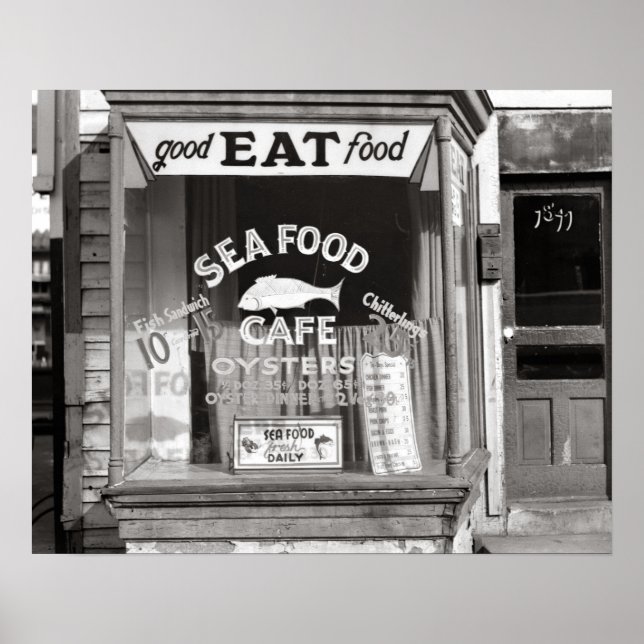 Pôster Café de frutos do mar, 1937. Vintage Photo (Frente)