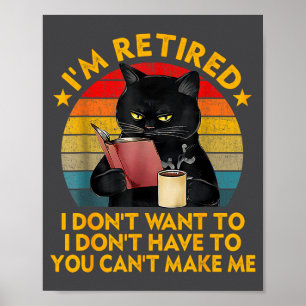 Poster Café de Gato Preto Aposentado Piada de Aposentador