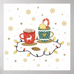 Poster Café de Natal Dourado