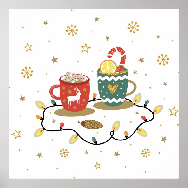 Poster Café de Natal Dourado (Frente)