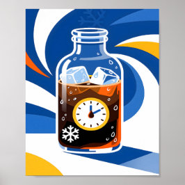 Poster Café de Preparação Lenta Conceito Moderno Azul