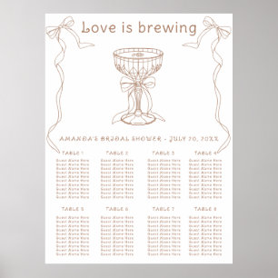 Poster Café Desenho à Mão gráfico de assentos chá de noiv