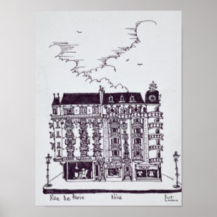 Poster Café e Lojas na Rue de Paris Old Nice, França
