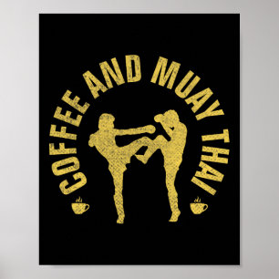 Poster Café E Muay Thai Presente Engraçado De Mma Kickbox