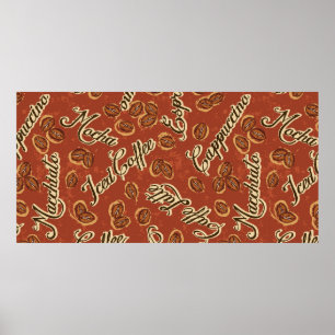 Poster Café e tipografia - marucas de grunge escritas