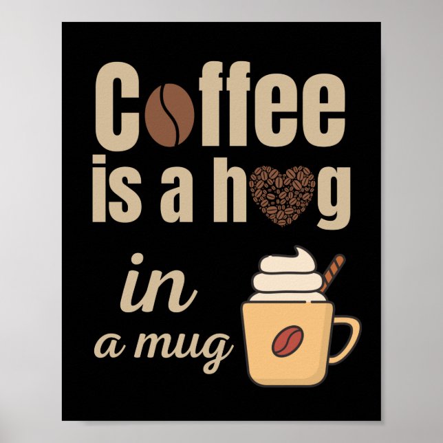 Poster Café é um abraço em uma praça de amantes de café d (Frente)
