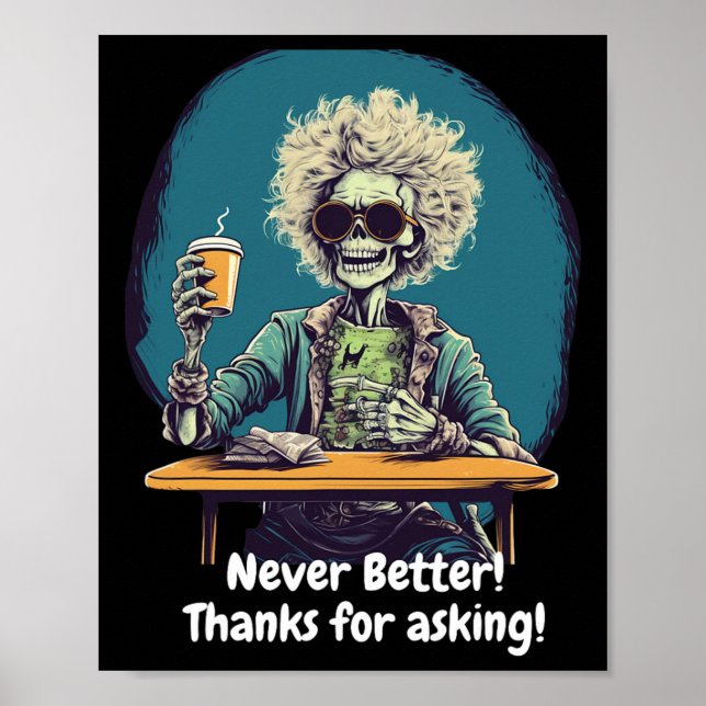 Poster Café esquelético Nunca Melhor Diversão de Figurino (Frente)