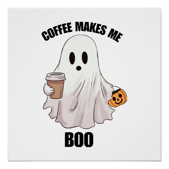 Pôster Café Fantasma Halloween Engraçado  (Frente)