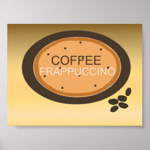 Poster Café Frappuccino Sinal em Laranja e Marrom
