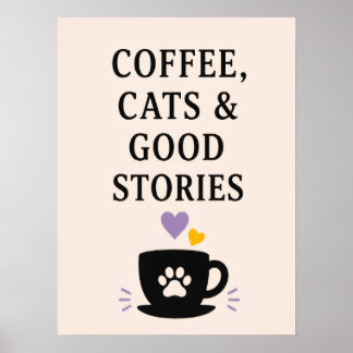 Poster Café, Gatos & Boas Histórias