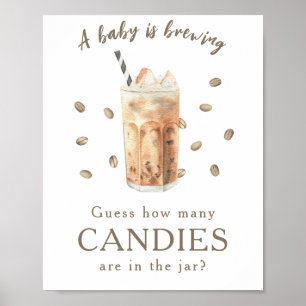 Poster Café Gelado - Quantas balas estão no jarro