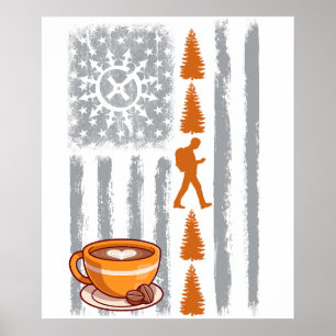 Poster café geocaching- Bandeira Americana dos EUA Vintag