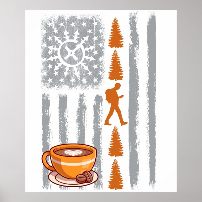 Poster café geocaching- Bandeira Americana dos EUA Vintag (Frente)