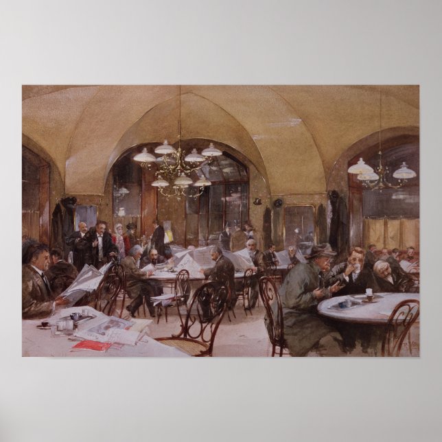 Poster Cafe Griensteidl, Viena, 1890 (Frente)