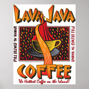 Pôster Café havaiano de Java da lava da ilha