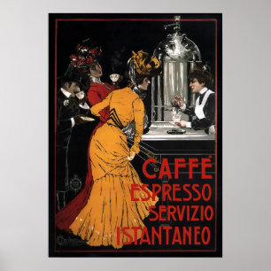 Pôster CAFÉ ITALIANO SERVIU INSTANTANEAMENTE c. 1900