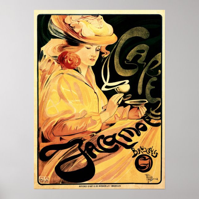 Poster CAFE JACAMOTTE Bruxelas Art por Fernand Toussaint (Frente)